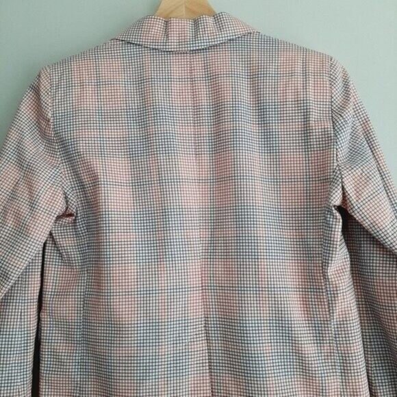SESSÙN Blazer Jacket Checkered Grid Pattern Floral Cuffs Sz S - Picture 9 of 13